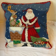 VTG Wool Needlepoint Santa