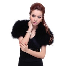 Real Ostrich Feather Fur Shrug