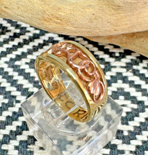 Clogau 9ct Gold Ring Cariad Band 4.31g Yellow And Rose Gold Size J