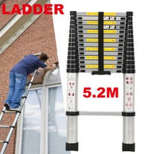 5.2M Portable Heavy Duty Aluminium Telescopic 16 Steps Ladder Extendable  UK