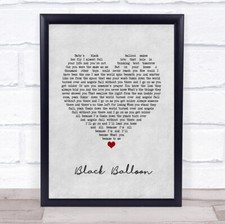 Black Balloon Grey Heart Song Lyric Quote Music Print