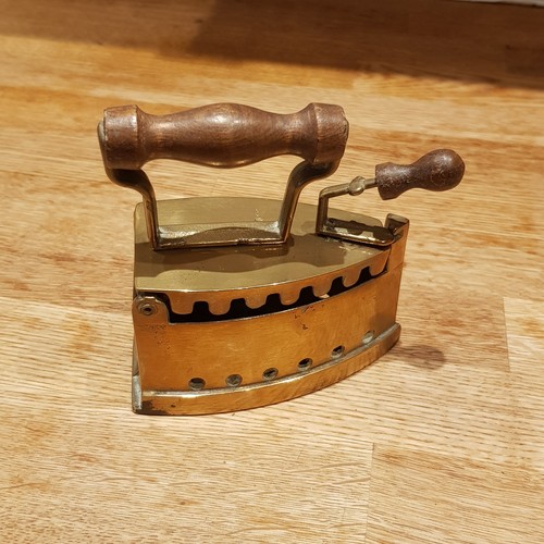 Vintage brass coal iron - brass,