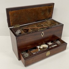 Antique Mahogany Surgeons Traveling Apothecary Box  with contents