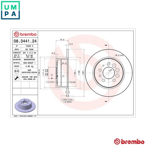 Brake disc 3441 - brake, for