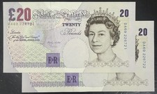 2 x Old £20 Twenty Pound