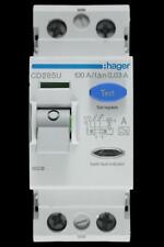 HAGER 100 AMP 30mA DOUBLE POLE RCCB TYPE A CD285U 161503