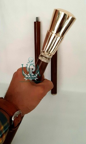 Wooden walking stick brass - walking,