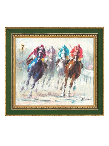 Horse racing framed - racing, oil