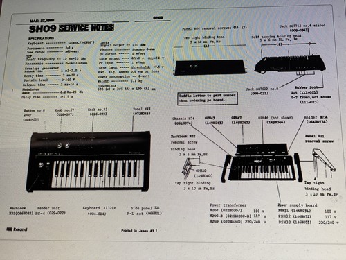 Roland sh09 service manual - service,