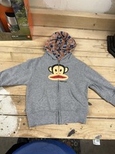Paul Frank Small Paul Monkey Baby Sweatshirt Full Zip Hoodie Size 18M Grey