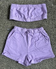 10 years girls purple boob tube & shorts set NWOT