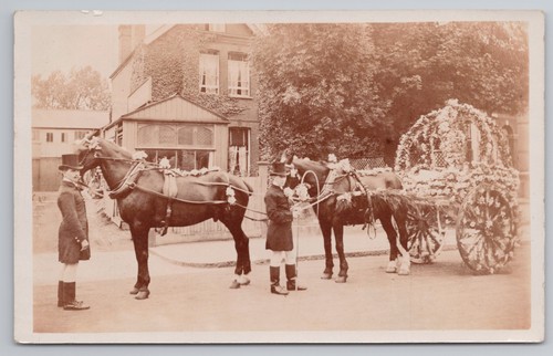 Rppc wedding carriage - carriage,, floral
