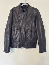 Reiss Men’s 100% Genuine Leather Brown Zip Up Pocket Jacket Size Large