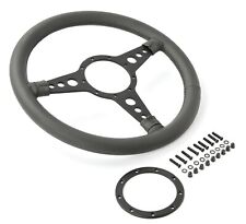 Steering Wheel 14 Leather rim Black Spokes Holes Flat by Moto-Lita Mk4 MLW1112-1