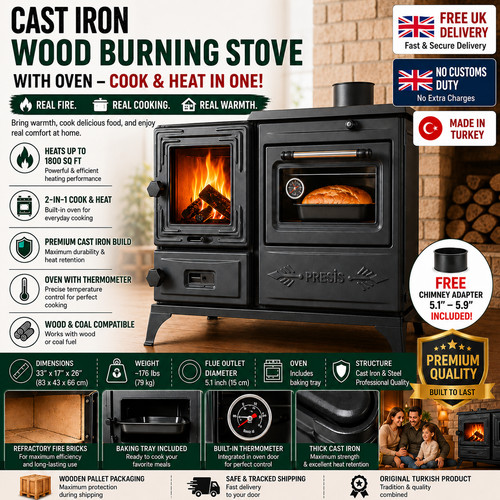 Cast iron wood burning - cast,