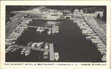 FORKED RIVER NEW JERSEY NJ Seacroft Hotel and Restaurant MARINA BOATS Postcard