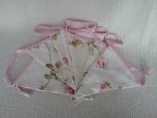 Pink Floral Rose Shabby Chic Fabric Triangle Bunting