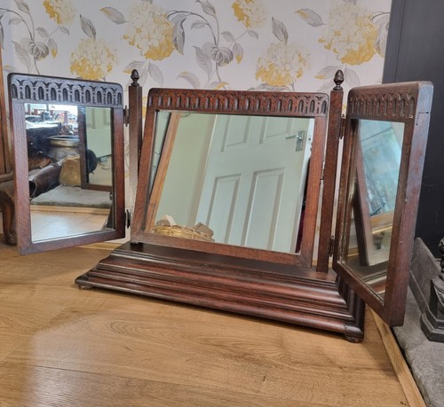 Antique oak triptych dressing - oak,
