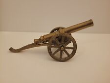 Vintage Cast Brass Metal Field Cannon Ornament Wheeled Artillery 