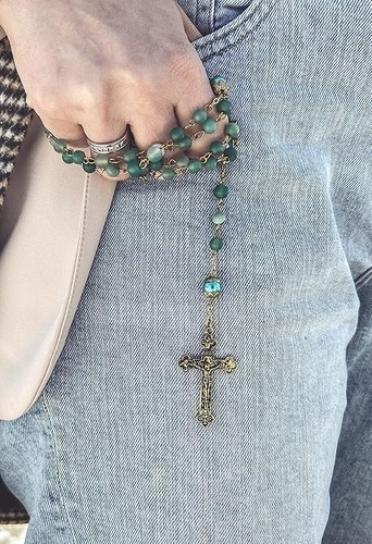 Catholic gold rosary necklace - gold,