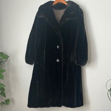 1960s coat Grandella vintage 60s brown faux fur jacket Size 14