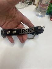 TRUE Early 1980’s Vintage Thick  Leather Stud Spike Chain Dog Collar Punk Rock