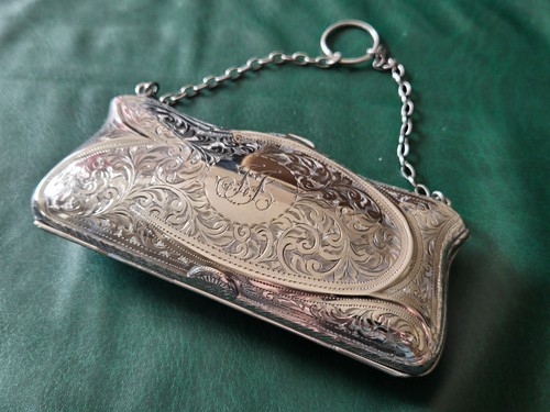 Solid silver purse engraved - solid,