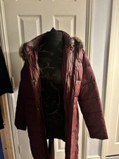 Burgundy Barbour Long Puffer