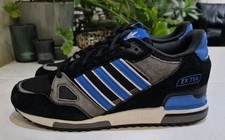 ADIDAS ZX 750 ORIGINALS. MENS SIZE 8 UK TRAINERS. BLACK/BLUE/WHT/GRY *2014*