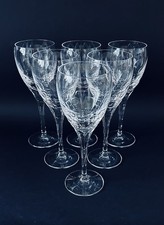Edinburgh Crystal Skibo Six Wine Glasses Height 7 7/8 Inches