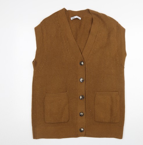 Zara womens brown neck - brown, v-neck
