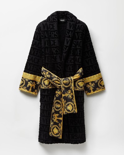 Versace black baroque bathrobe - black,