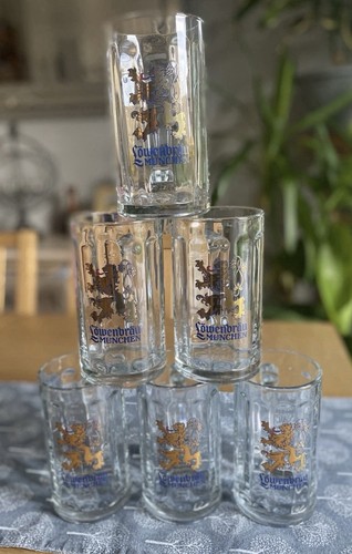Lowenbrau stein glasses 6 - lowenbrau,