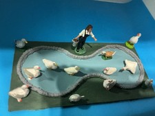 Twelve Britains Farm Mix Of Birds With Lady Feeder And Free Pond.