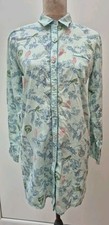 Dickins & Jones Size 8 10 Small S Nightshirt Blue Green Floral Rabbits Birds PJs