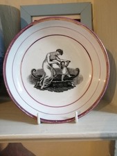 Antique Georgian Sunderland Lustre Bat Print Saucer .