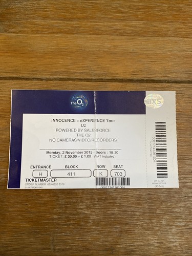 Ticket stub innocence - u2,