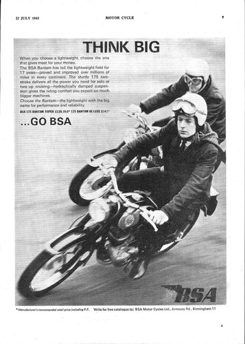 1965 advert for - advert, bsa
