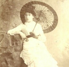 Victorian Cabinet Photo Beautiful Woman Parasol Fashion Waite Pettitt Cheltenham