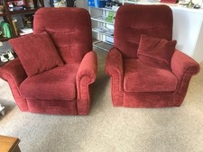 Pair of G Plan Armchairs – Classic Red, Firm Comfort & Free Local Delivery.