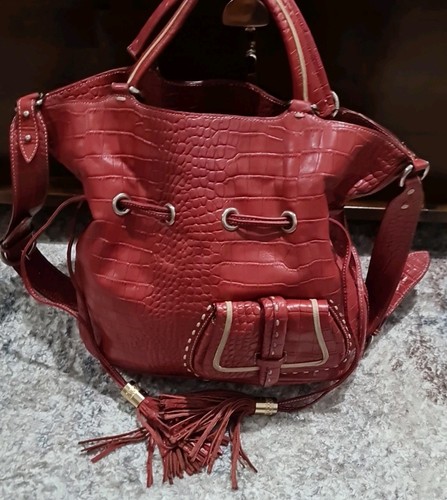 Lancel red croc embossed - red,