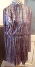 Next 16 Purple Black Gold sparkle Long Sleeve Knee Dress Brand New with Tags
