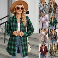 UK Womens Check Casual Blouse