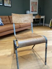 Vintage old school chair plywood and metal