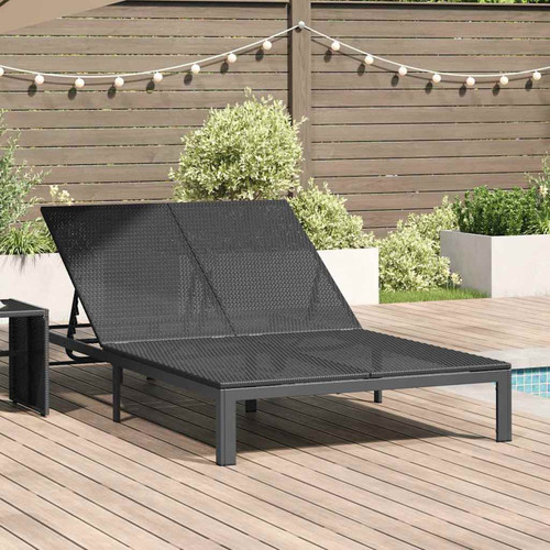 Sunbed black poly rattan - poly,