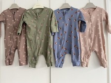Baby Girls NEXT 0-3 Months Ribbed Zip Footless Babygrow Bundle Flower Hedgehog