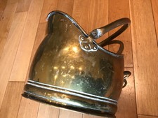 Brass Vintage Large Fireside Coal Scuttle Bucket (Small shed) Ref1