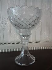 Vintage Large Clear Cut Glass Pedastal Serving Bowl, Sweet, Fruit Bowl 13" High