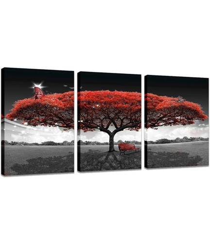 Panel large red tree - large, wall
