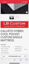 Quality Single Callisto Hybrid Cool Pocket Mattress For Caravan Or Child’s Bed 